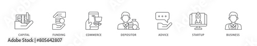 Angel investor icon packs for your design digital and printing of capital, funding, commerce, depositor, advice, startup and business icon live stroke and easy to edit 