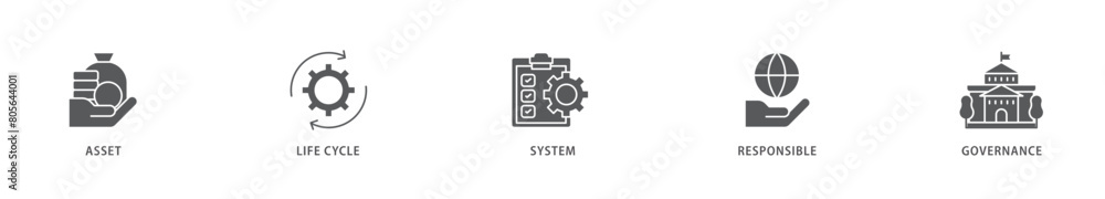 Asset management icon packs for your design digital and printing of asset, life cycle, system, responsible and governance icon live stroke and easy to edit Asset management icon packs for your design digital and printing of asset, life cycle, system, responsible and governance icon live stroke and easy to edit