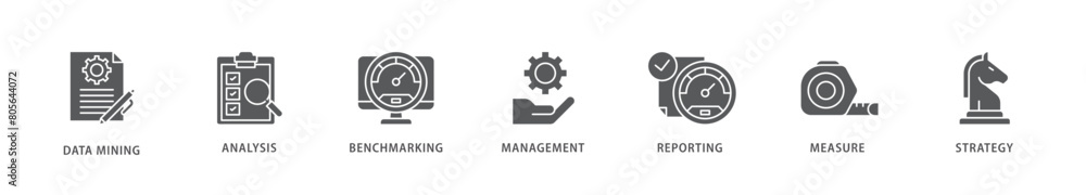 Business intelligence icon packs for your design digital and printing of data mining, analysis, benchmarking, management, reporting, measure, and strategy icon live stroke and easy to edit Business intelligence icon packs for your design digital and printing of data mining, analysis, benchmarking, management, reporting, measure, and strategy icon live stroke and easy to edit