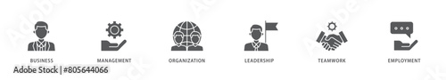 Business management icon packs for your design digital and printing of business, management, organization, leadership, teamwork and employment icon live stroke and easy to edit 