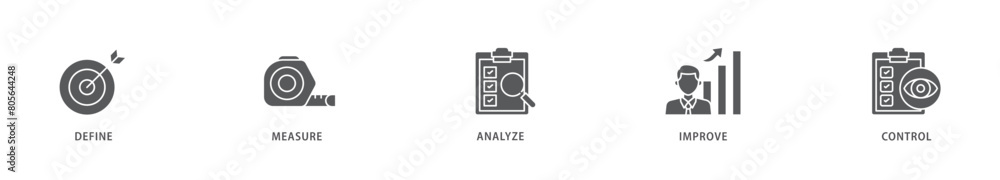 Dmaic icon packs for your design digital and printing of management, performance, development, target icon live stroke and easy to edit Dmaic icon packs for your design digital and printing of management, performance, development, target icon live stroke and easy to edit
