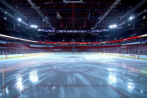 Hockey ice rink sport arena empty field - stadium - generative ai