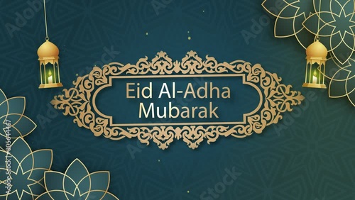 Eid al adha Mubarak greetings banner design concept with mandala design and stars element motion background for Eid-ul-adha mubarak. HD Seamless loop animation photo