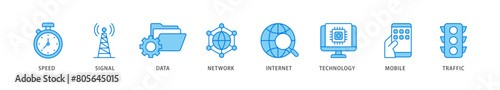 5G icon packs for your design digital and printing of speed, signal, data, network, internet, technology, mobile and traffic icon live stroke and easy to edit 