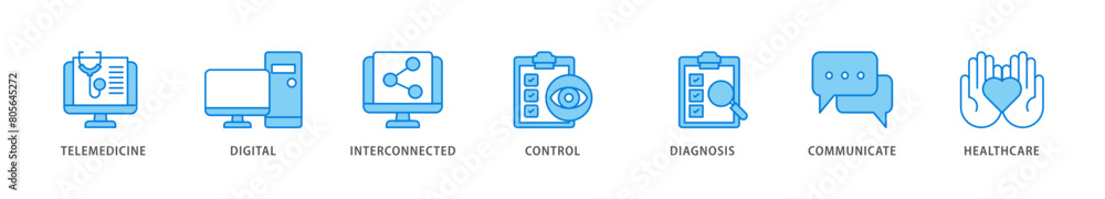 Digital health icon packs for your design digital and printing of e health, telemedicine, interconnected, smartwatch, diagnosis, email, and medical app icon live stroke and easy to edit Digital health icon packs for your design digital and printing of e health, telemedicine, interconnected, smartwatch, diagnosis, email, and medical app icon live stroke and easy to edit
