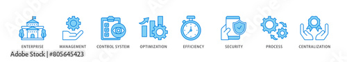 Industrial control system icon packs for your design digital and printing of enterprise, management, control system, optimization, efficiency icon live stroke and easy to edit 