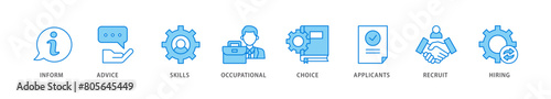 Job fair icon packs for your design digital and printing of the information, advice, skills, occupational, applicants, recruit, and hiring icon live stroke and easy to edit 