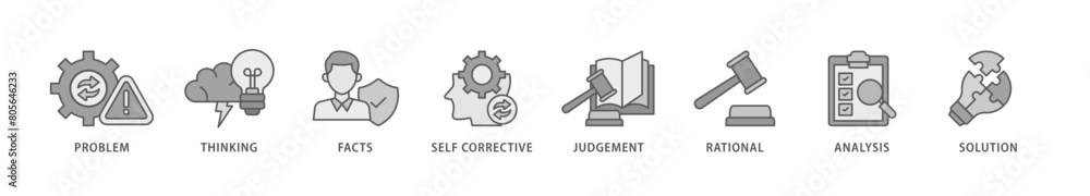 Critical thinking icon packs for your design digital and printing of solution, analysis, self corrective, rational, judgement, facts, thinking, problem icon live stroke and easy to edit Critical thinking icon packs for your design digital and printing of solution, analysis, self corrective, rational, judgement, facts, thinking, problem icon live stroke and easy to edit
