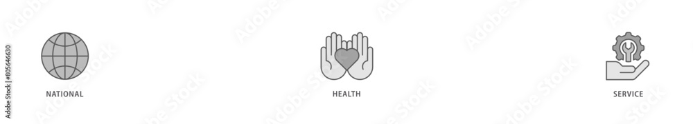 Fototapeta premium NHS icon packs for your design digital and printing of globe, hospital, health insurance, ambulance, patient, and medical apps icon live stroke and easy to edit 
