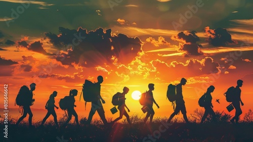 Illustration of foreign workers traveling in celebration of International Migrants Day. Ai generated photo
