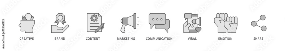 Storytelling icon packs for your design digital and printing of creative, brand, content, marketing, communication, viral, emotion, and share icon live stroke and easy to edit 