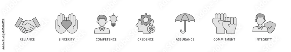 Trust icon packs for your design digital and printing of integrity, credence, commitment, assurance, competence, sincerity, reliance icon live stroke and easy to edit Trust icon packs for your design digital and printing of integrity, credence, commitment, assurance, competence, sincerity, reliance icon live stroke and easy to edit