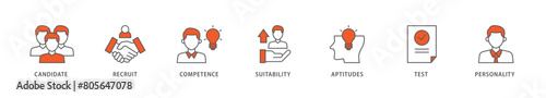 Assessment icon packs for your design digital and printing of user candidate, recruit, competence, suitability, aptitudes, test and personality icon live stroke and easy to edit 