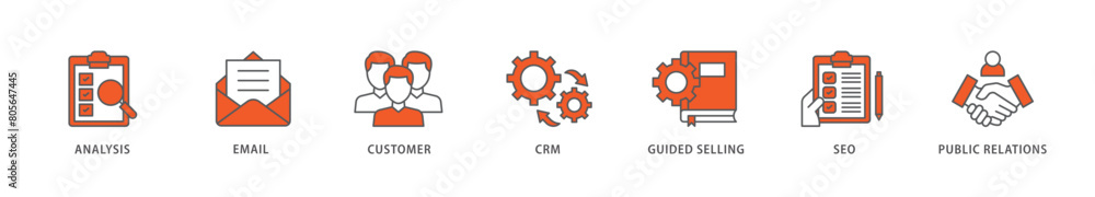 Inbound marketing icon packs for your design digital and printing of analysis, email, customer, crm, guided selling, seo and public relations icon live stroke and easy to edit Inbound marketing icon packs for your design digital and printing of analysis, email, customer, crm, guided selling, seo and public relations icon live stroke and easy to edit