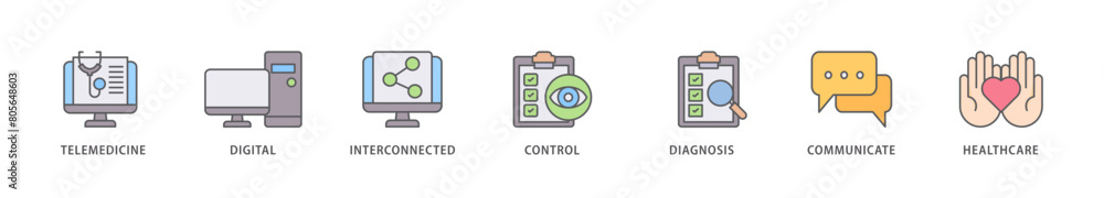 Digital health icon packs for your design digital and printing of e health, telemedicine, interconnected, smartwatch, diagnosis, email, and medical app icon live stroke and easy to edit Digital health icon packs for your design digital and printing of e health, telemedicine, interconnected, smartwatch, diagnosis, email, and medical app icon live stroke and easy to edit