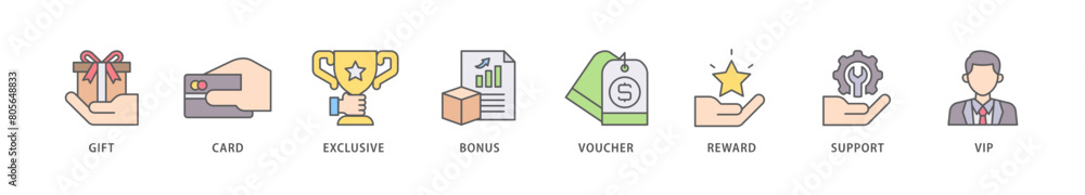 Loyalty program icon packs for your design digital and printing of vip, support, bonus, reward, voucher, exclusive, card, gift icon live stroke and easy to edit Loyalty program icon packs for your design digital and printing of vip, support, bonus, reward, voucher, exclusive, card, gift icon live stroke and easy to edit
