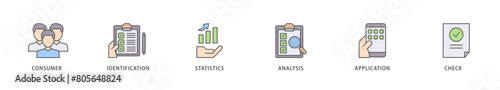 Kyc icon packs for your design digital and printing of analysis, check, application, statistics, identification, consumer icon live stroke and easy to edit 