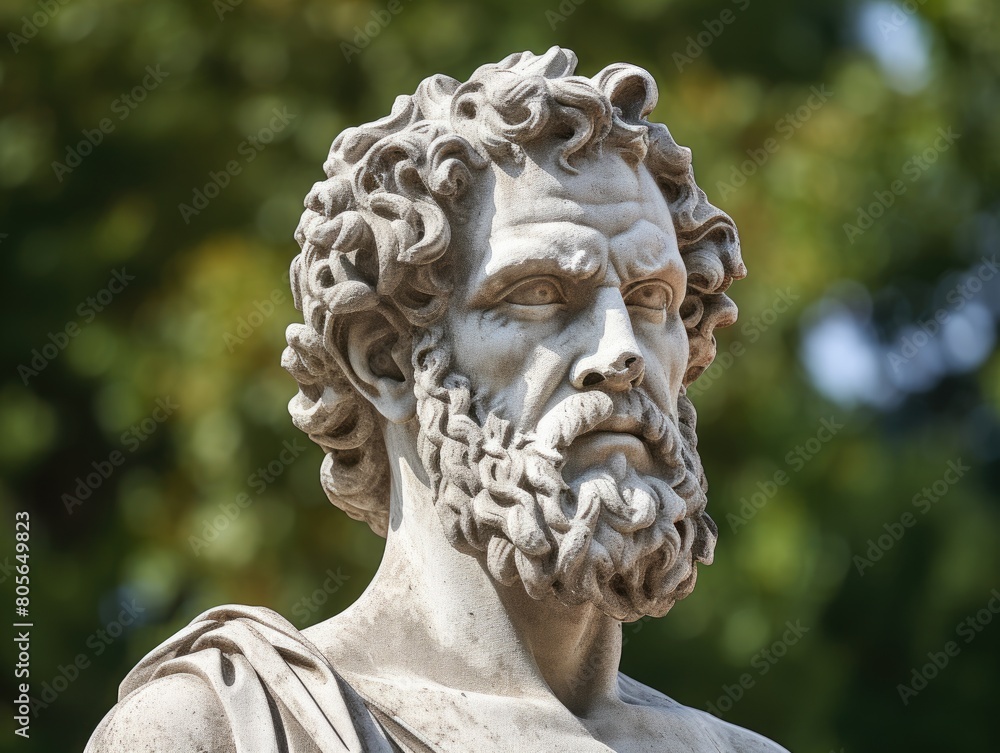 Ornate stone statue of a bearded man