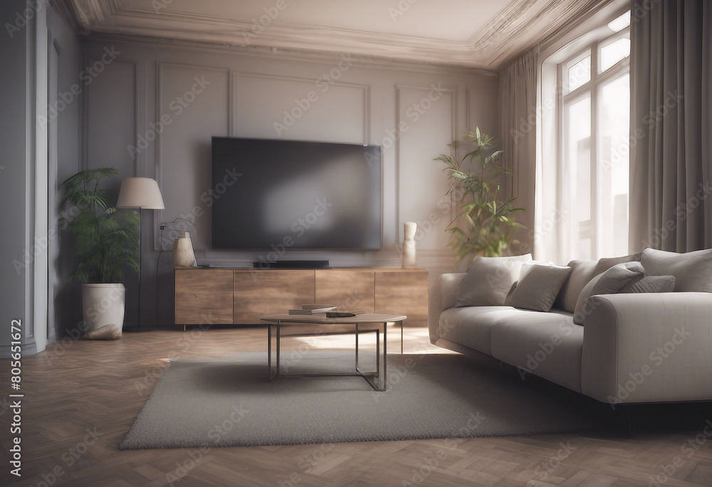 Interior of empty apartment 3d render Interior of empty apartment 3d render