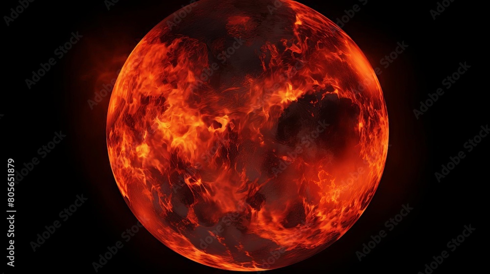 A close up of a red planet with a fiery surface A close up of a red planet with a fiery surface