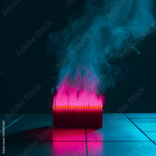 Abstract colorful burning match photo