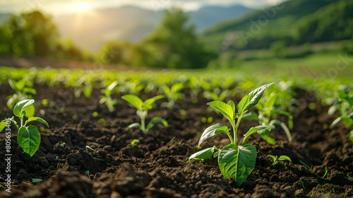 Young Green Plant Thriving in Rich Soil