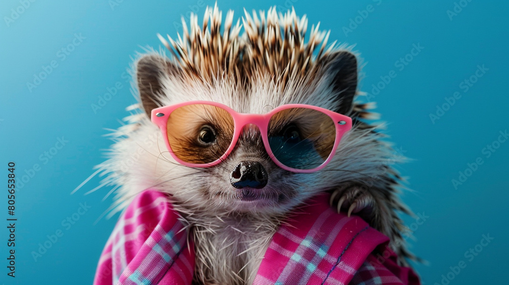 Cute and Couture, Trendy Hedgehog Showing Off Its Outfit. Generative Ai