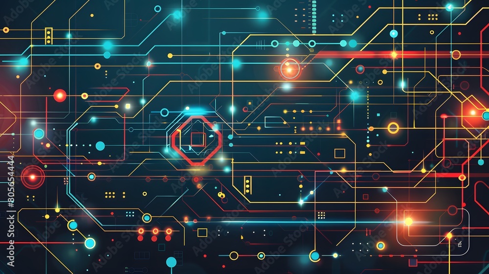 flat circuit technology vector illustration