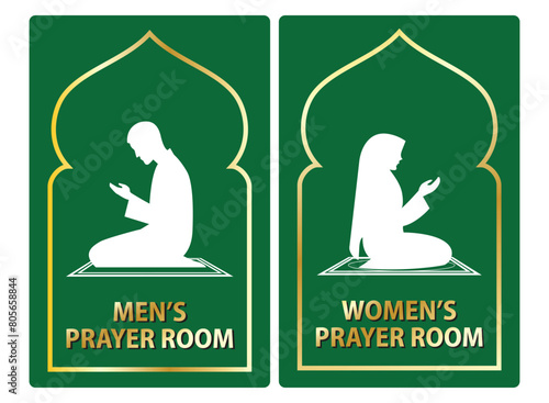 set of  mosque icon or prayer room sign isolated. 3D Illustration