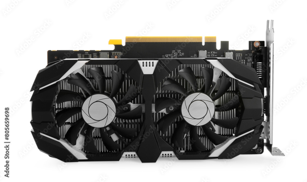 One computer graphics card isolated on white One computer graphics card isolated on white