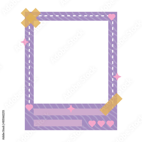 Cute photocall polaroid with pink frame and cloud decoration