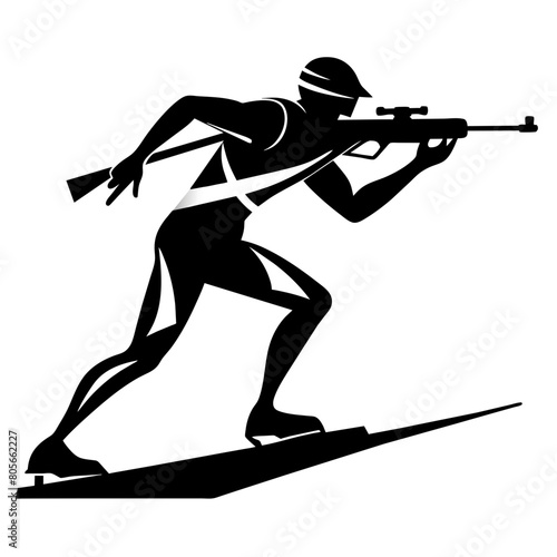 Biathlon Vector SVG silhouette illustration, laser cut, Biathlon Clip art