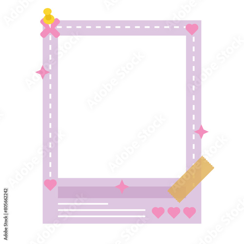 Cute photocall polaroid with pink frame and cloud decoration