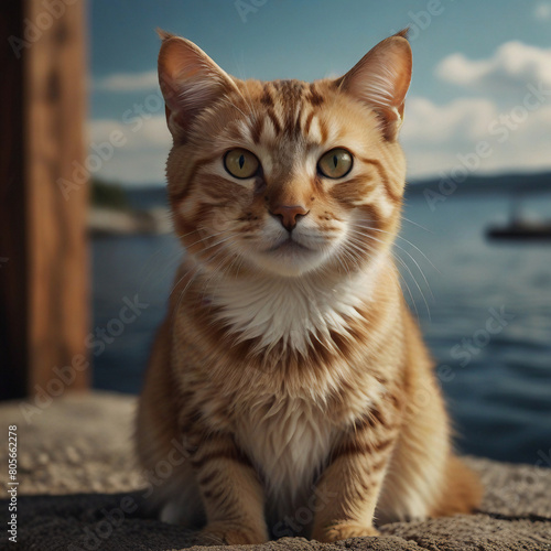 Graceful Companion A Stunning Illustration of a Cat  Inspired by a Real-Life Photograph