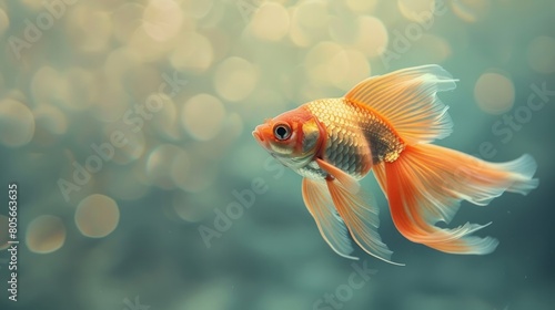 Elegant goldfish in a serene underwater world, conveying grace and tranquility, AI Generative.