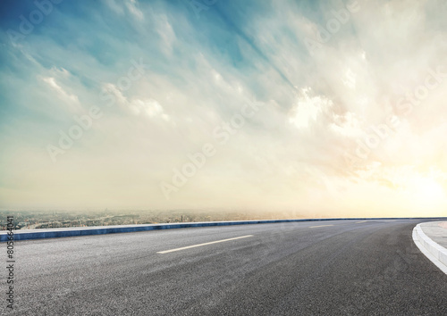 Graphic design asphalt background featuring an empty panoramic road