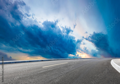 Graphic design asphalt background featuring an empty panoramic road