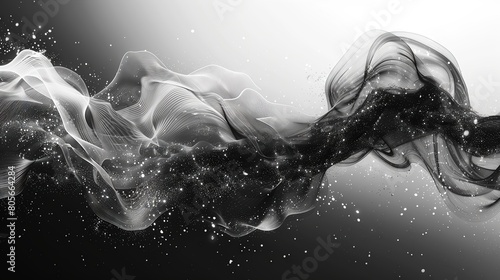 Abstract Black and White Smoke Waves