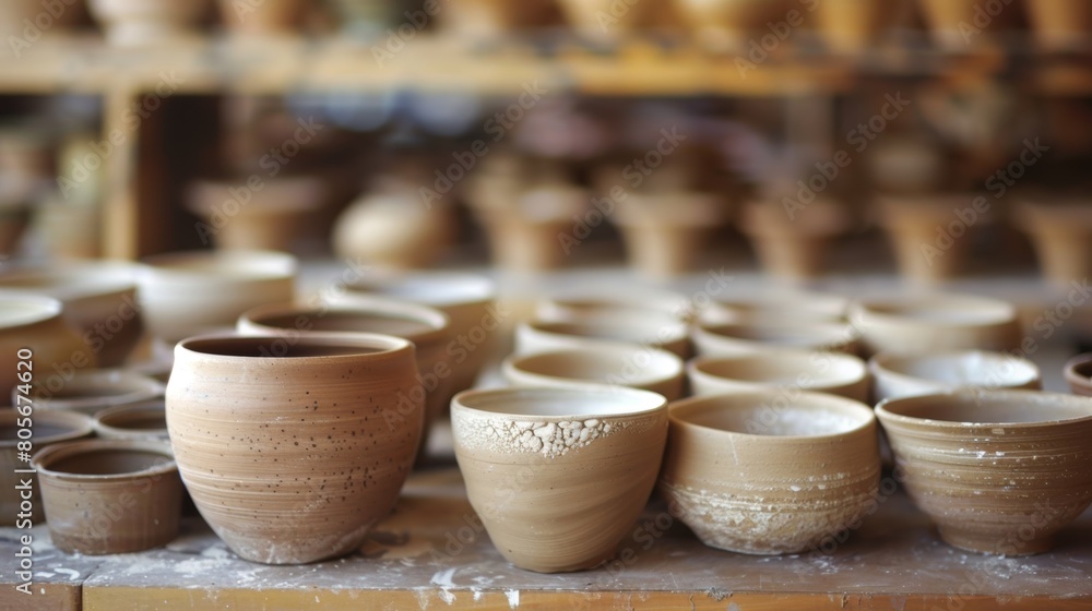 A series of photos showcasing the different stages of pottery making