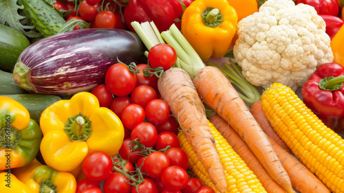 A colorful assortment of vegetables including carrots, tomatoes