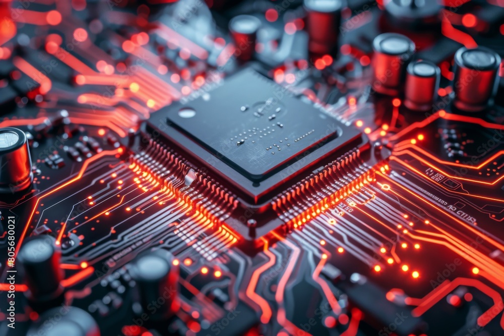 CPU processor microchip circuit board illustration created with generative ai CPU processor microchip circuit board illustration created with generative ai
