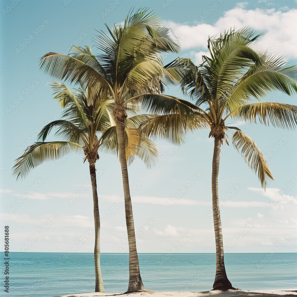 Tropical Serenity: Palm Trees by the Azure Ocean Tropical Serenity: Palm Trees by the Azure Ocean