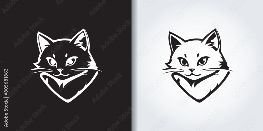 Obraz premium cat black and white logo set