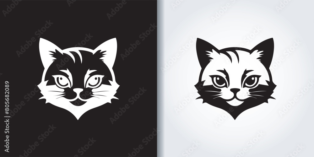 Fototapeta premium cat black and white logo set