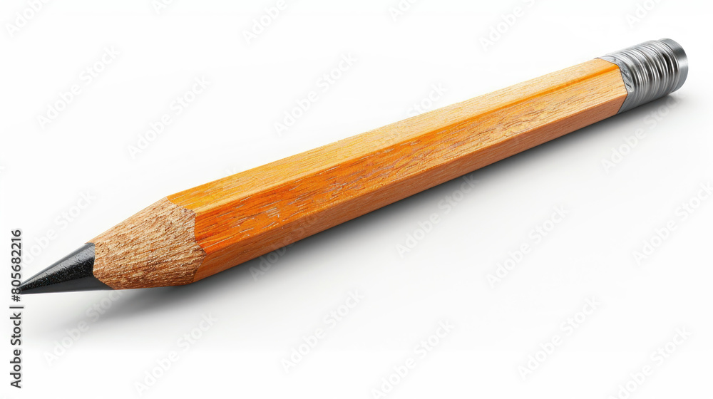 A sharpened yellow wooden pencil, commonly used for writing or drawing in school or the office, rests alone on a white background A sharpened yellow wooden pencil, commonly used for writing or drawing in school or the office, rests alone on a white background