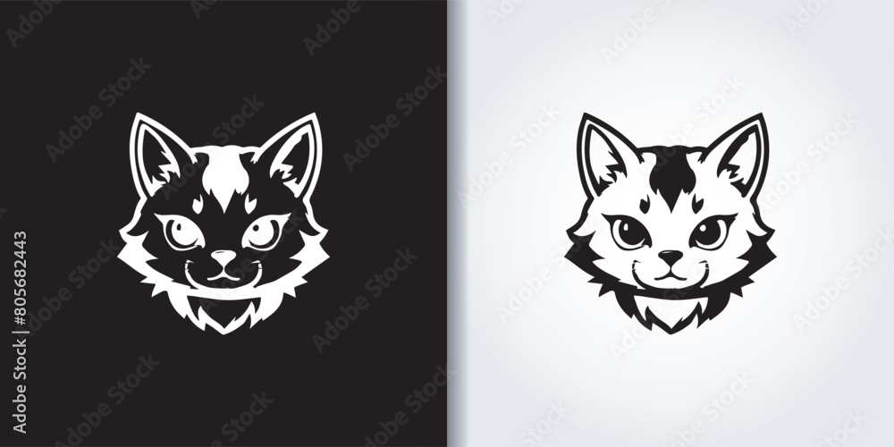 Fototapeta premium cat black and white logo set