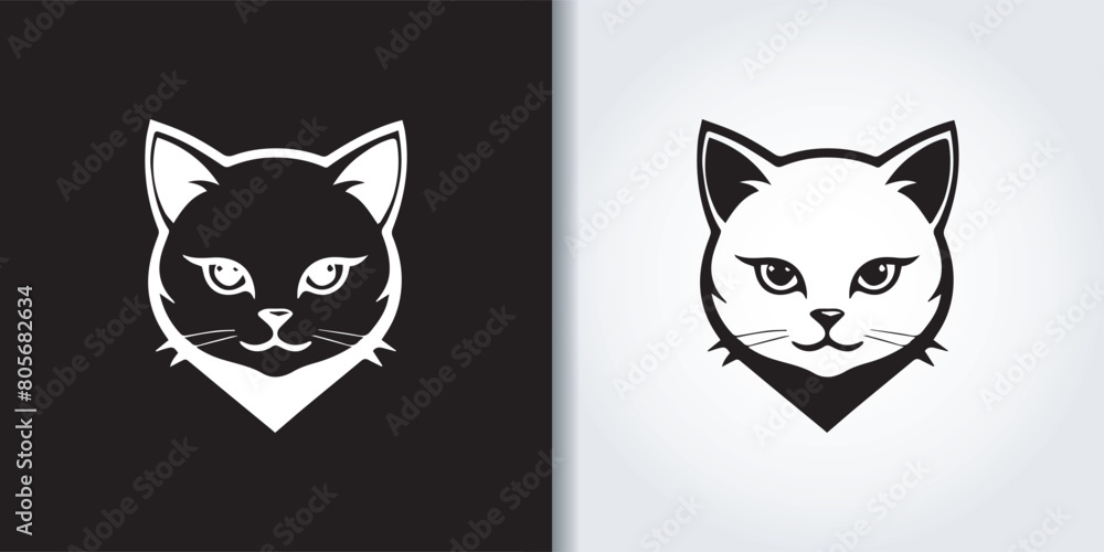Fototapeta premium cat black and white logo set