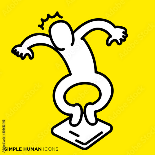 シンプルな人間のアイコンシリーズ, 体重測定の結果に驚く人