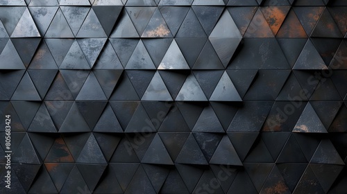 Seamless Polished Wall Tiles with Geometric 3D Triangular Block Pattern