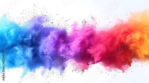 Vibrant Holi Paint Powder Explosion in Colorful Rainbow Panorama